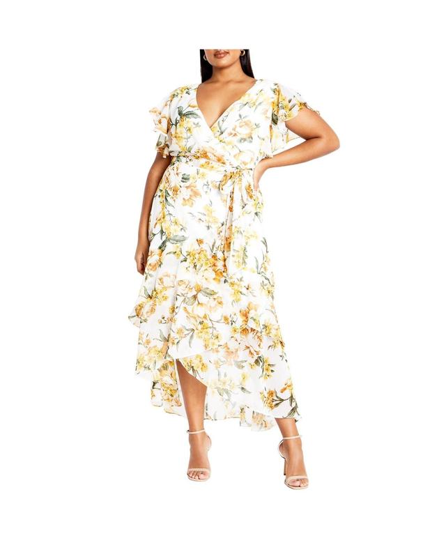 City Chic Womens Flirty Tier Print Maxi Dress Product Image