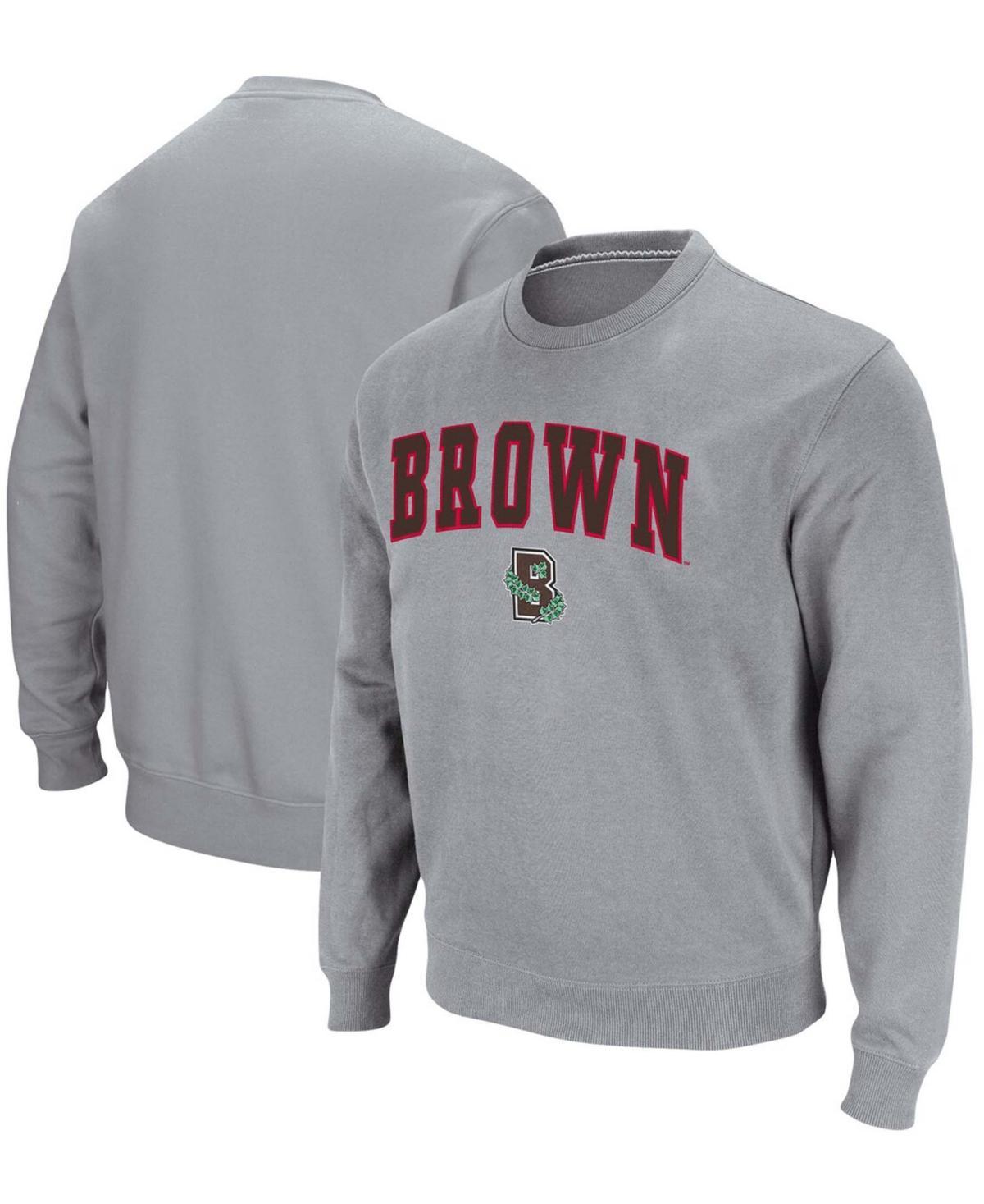 Mens Colosseum Heathered Gray Brown Bears Arch Logo Tackle Twill Pullover Sweatshirt Product Image