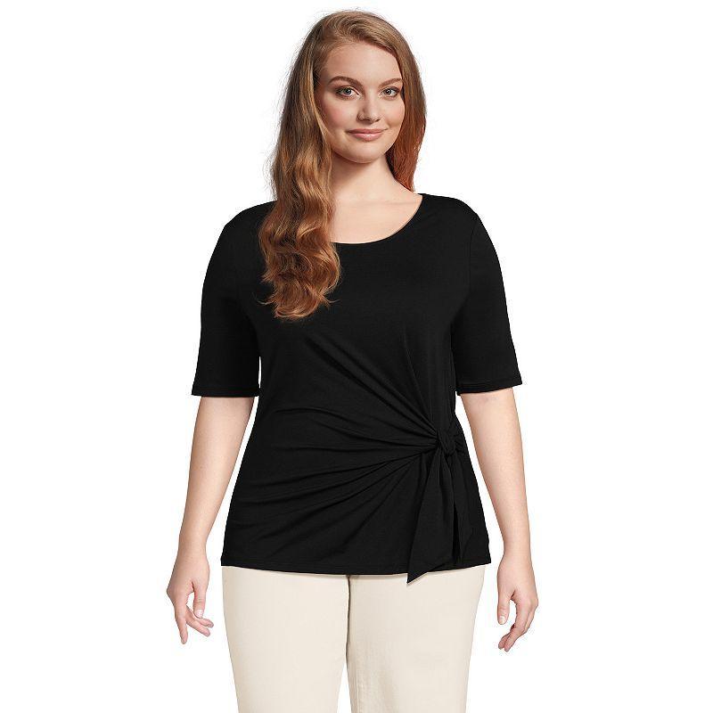 Womens Plus Size Lands End Lightweight Jersey Tie Front Top Product Image