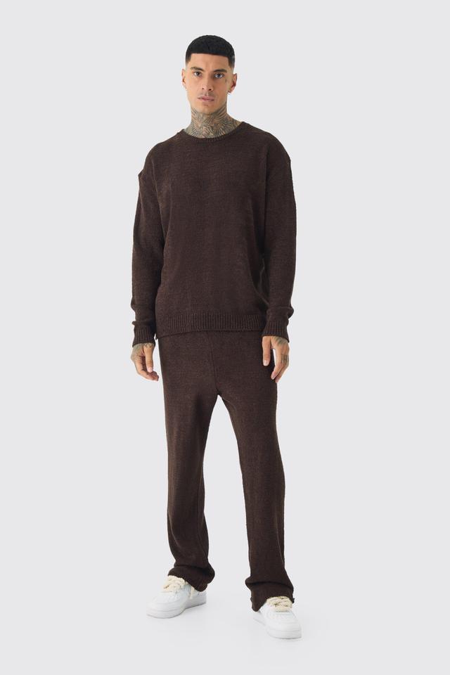 Tall Boucle Knit Oversized Sweat & Trouser Set | boohooMAN USA Product Image