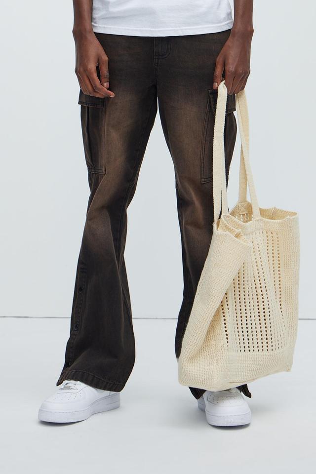 Vito Stacked Skinny Flare Jeans - Brown Product Image