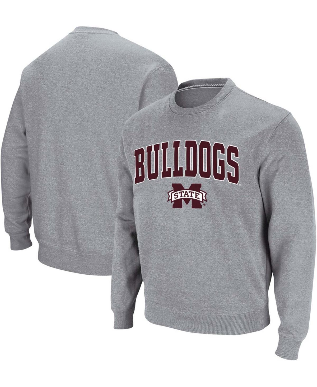 Mens Colosseum Heathered Gray Mississippi State Bulldogs Arch & Logo Tackle Twill Pullover Sweatshirt Product Image