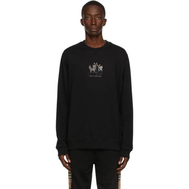 BURBERRY Deer-embroidered Cotton Sweatshirt In Black Product Image