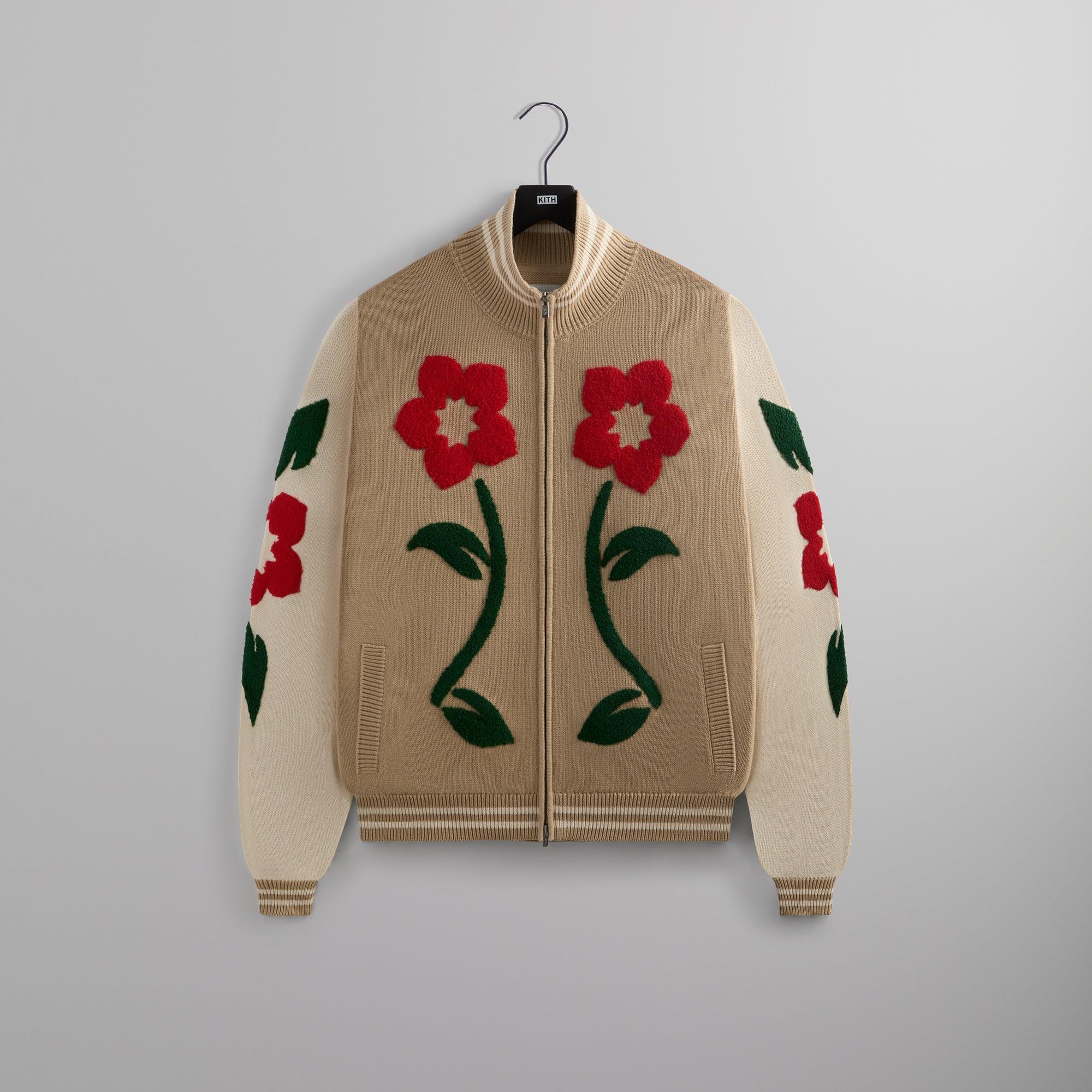 Kith Floral Crest Wyona Full Zip Sweater - Canvas Male Product Image