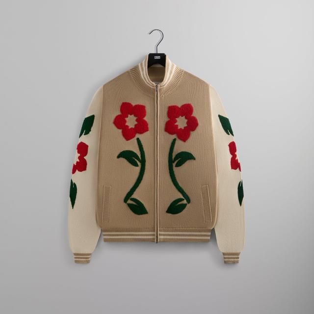 Kith Floral Crest Wyona Full Zip Sweater - Canvas Male Product Image