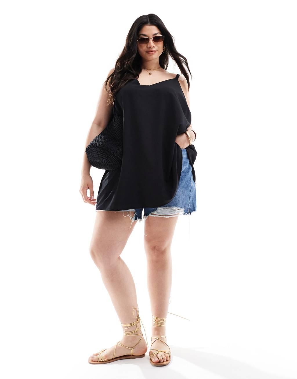 Yours cami tank top in black  Product Image