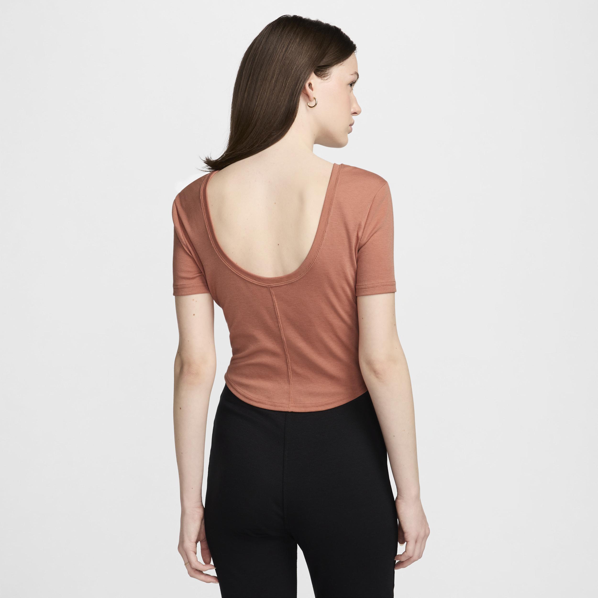 Women's Nike Sportswear Chill Knit Tight Scoop-Back Short-Sleeve Mini-Rib Top Product Image