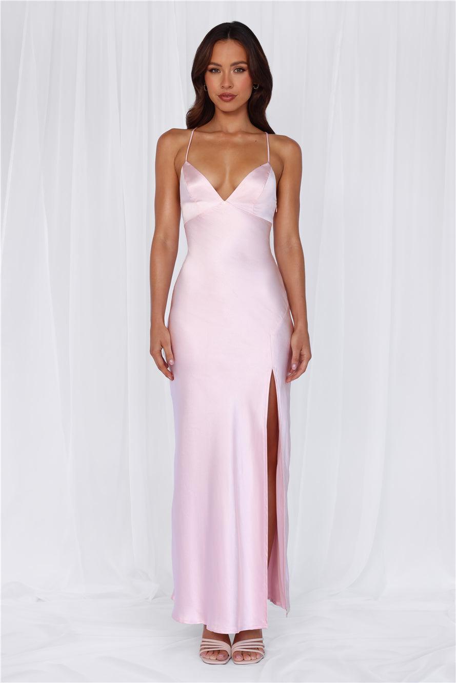 HELLO MOLLY The Sophia Satin Maxi Dress Pink Product Image