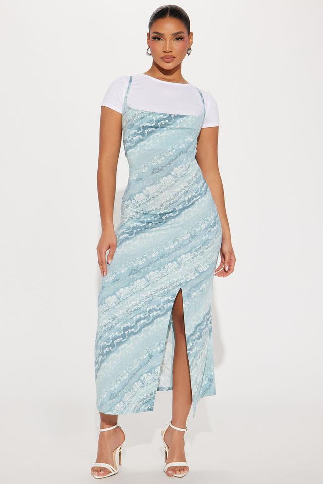 Allie Printed Maxi Dress Set - Teal/combo Product Image