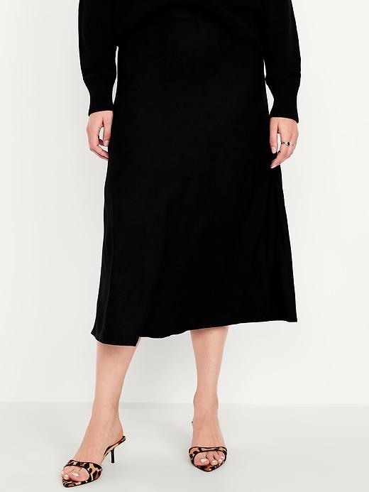 High-Waisted Crepe Midi Skirt Product Image