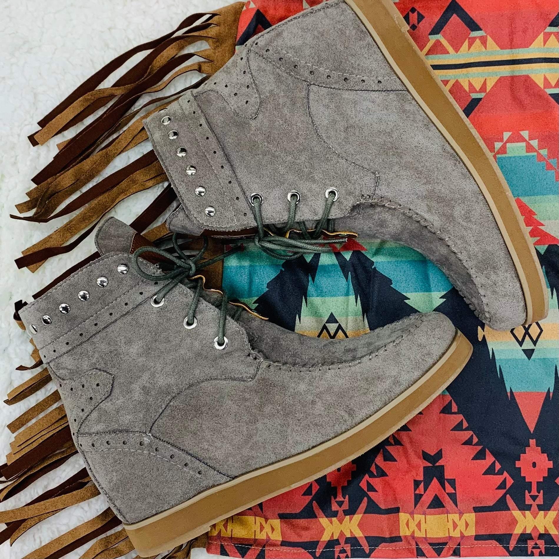 Grey Moccasin Wedge Bootie product image