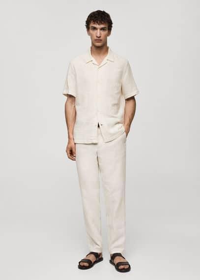 MANGO MAN - Regular fit seersucker cotton shirt off whiteMen Product Image