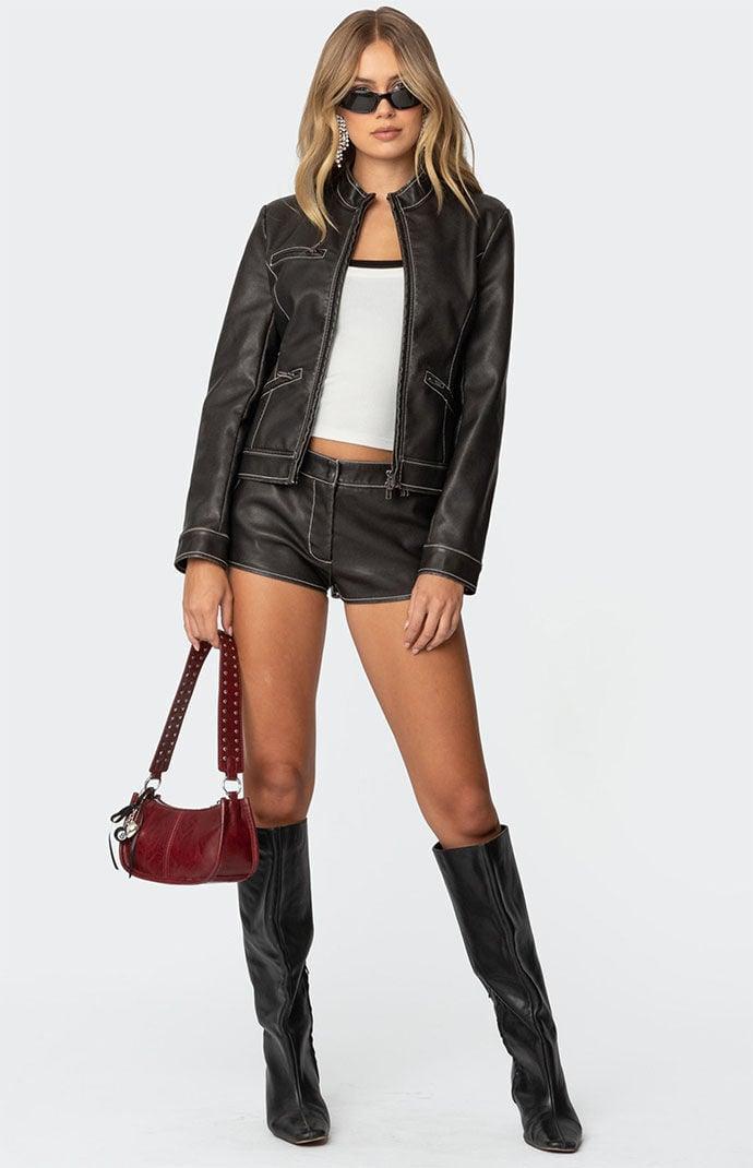 Blaise Faux Leather Micro Shorts Product Image