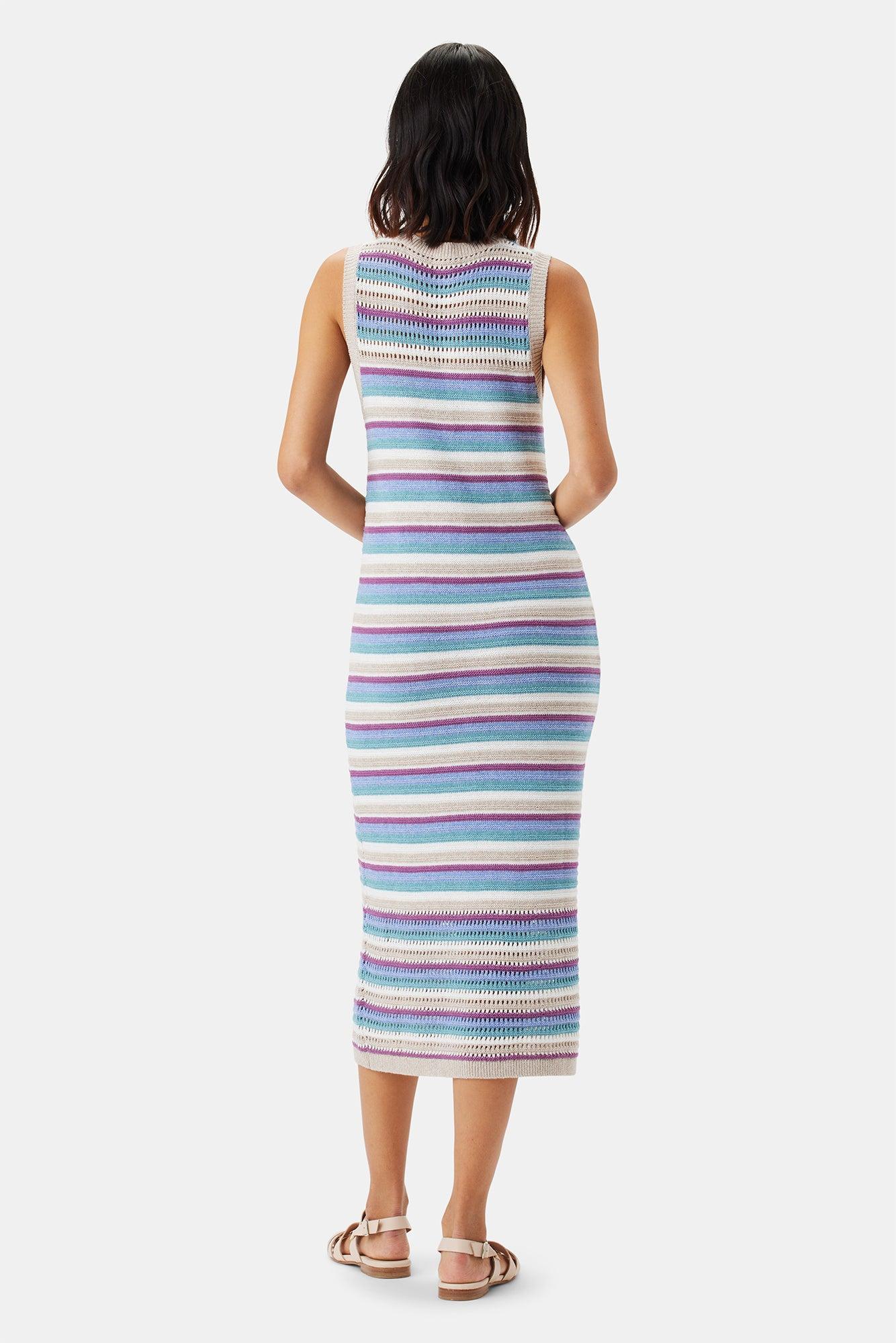 Louise Crochet Dress - Aqua Blue Multi Stripe Product Image