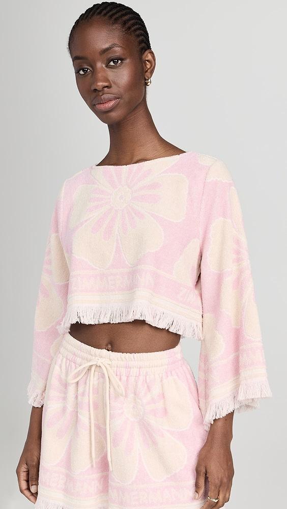 Zimmermann Pop Long Sleeve Towelling Crop Top | Shopbop Product Image