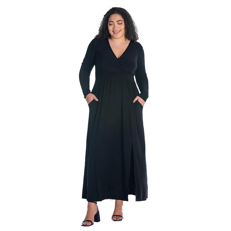 24seven Comfort Apparel Plus Long Sleeve Maxi Dress Product Image