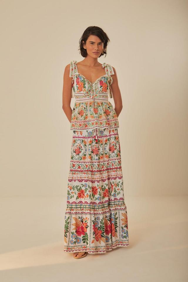 Off-White Bloom Garden Maxi Skirt, BLOOM GARDEN OFF-WHITE / XL Product Image