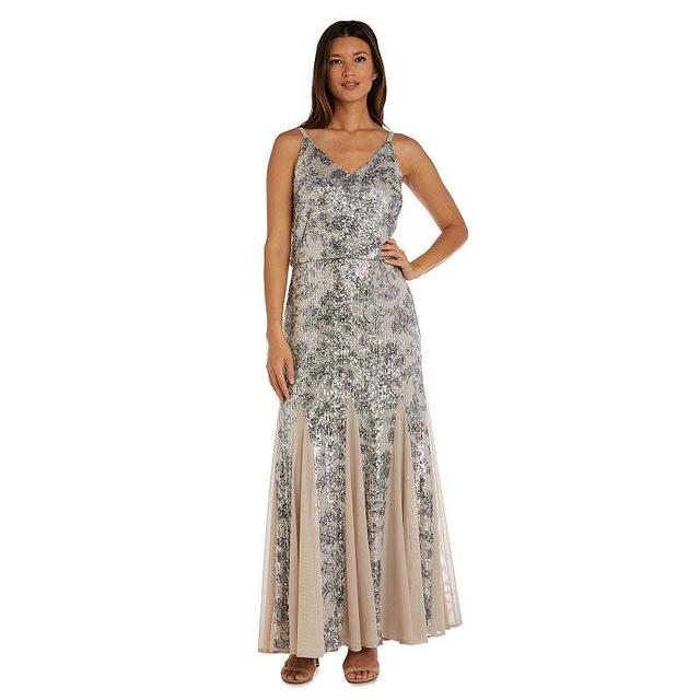 Womens R&M Richards Sequin Print Blouson Gown Product Image