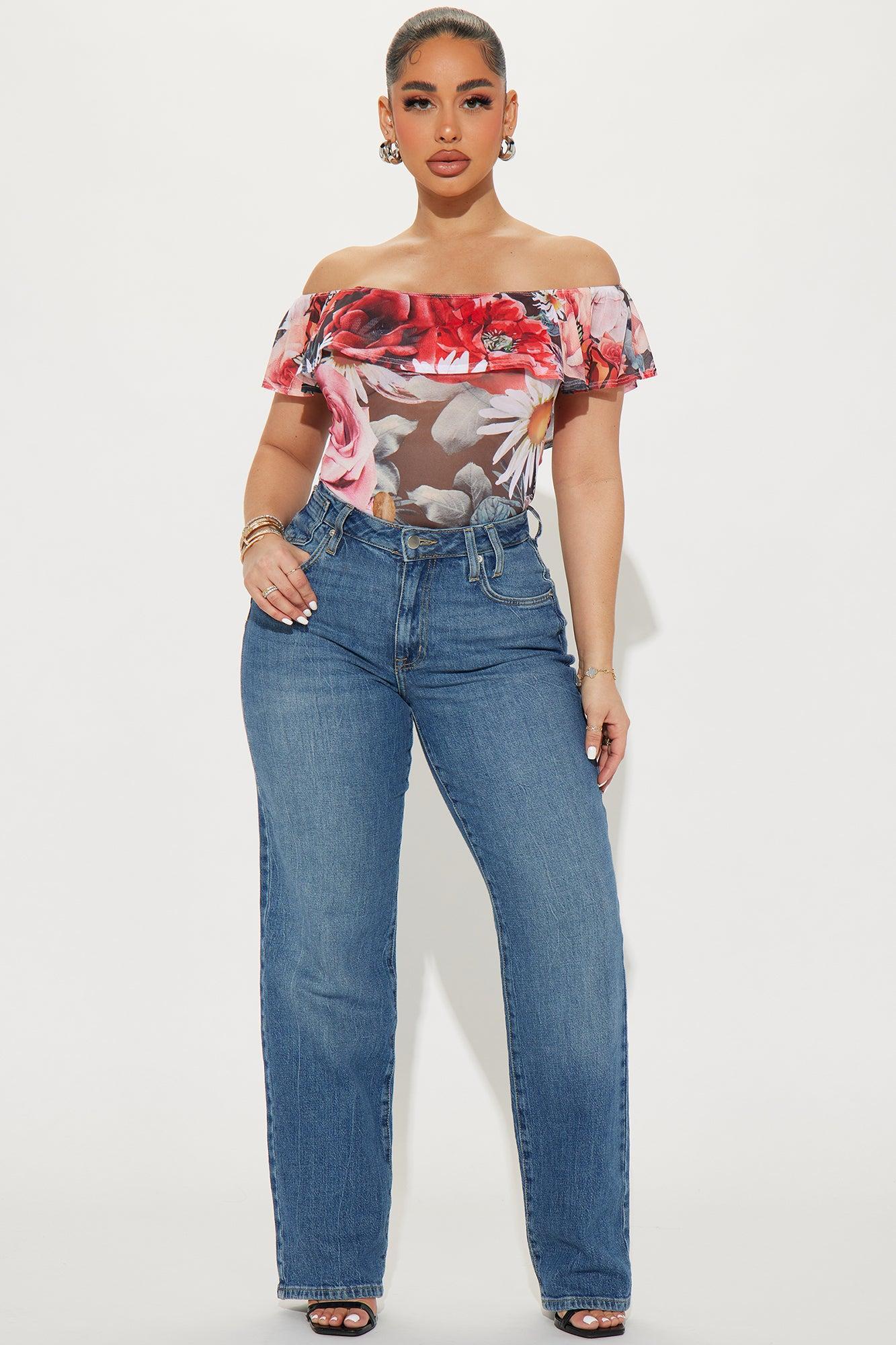 Floral Arrangement Bodysuit - Red/combo Product Image