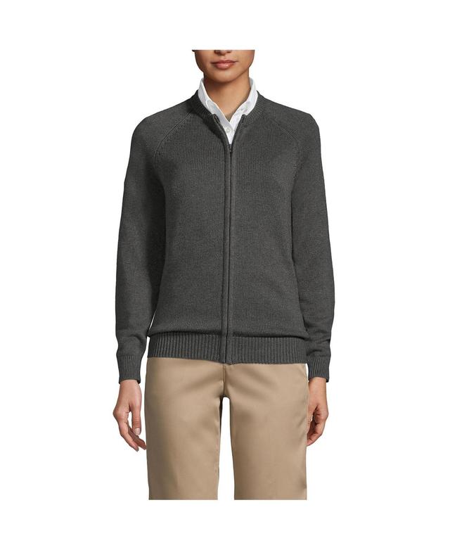 Womens Lands End School Uniform Zipper-Front Cardigan Sweater Product Image