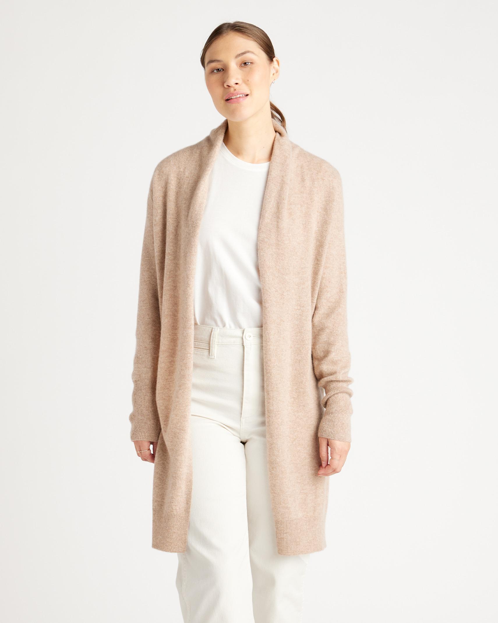 Womens Mongolian Cashmere Duster Cardigan Sweater in Oatmeal, Size XL by Quince Product Image