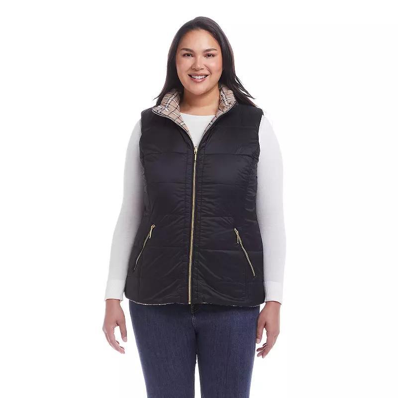 Plus Size Weathercast Reversible Plaid Quilted Vest, Womens Product Image