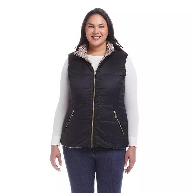 Plus Size Weathercast Reversible Plaid Quilted Vest, Womens Product Image