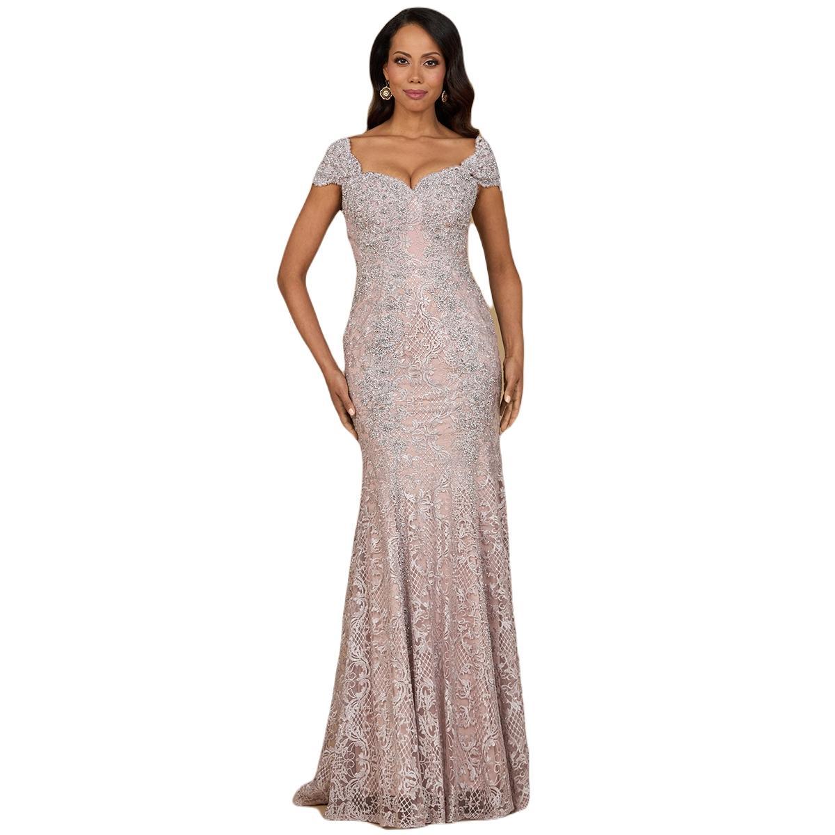 Lara Womens Fitted Lace Mermaid Gown Product Image