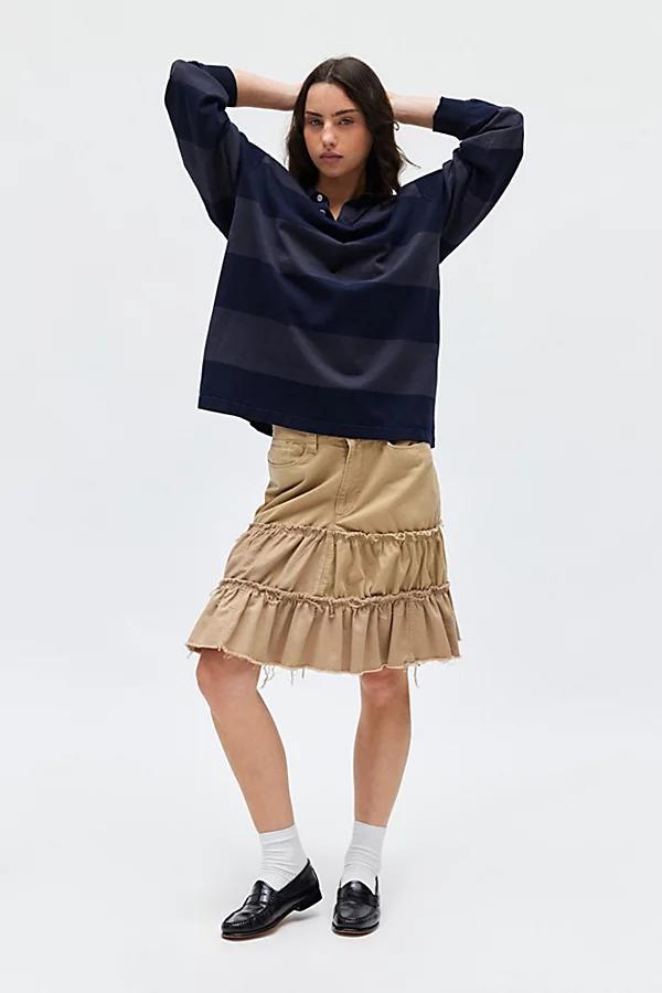 Urban Renewal Remade Chino Ruffle Midi Skirt Womens at Urban Outfitters Product Image