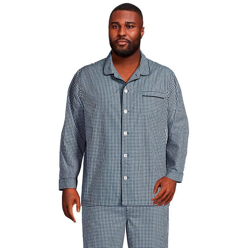 Big & Tall Lands End Broadcloth Pajama Sleep Shirt, Mens Deep Blue Product Image