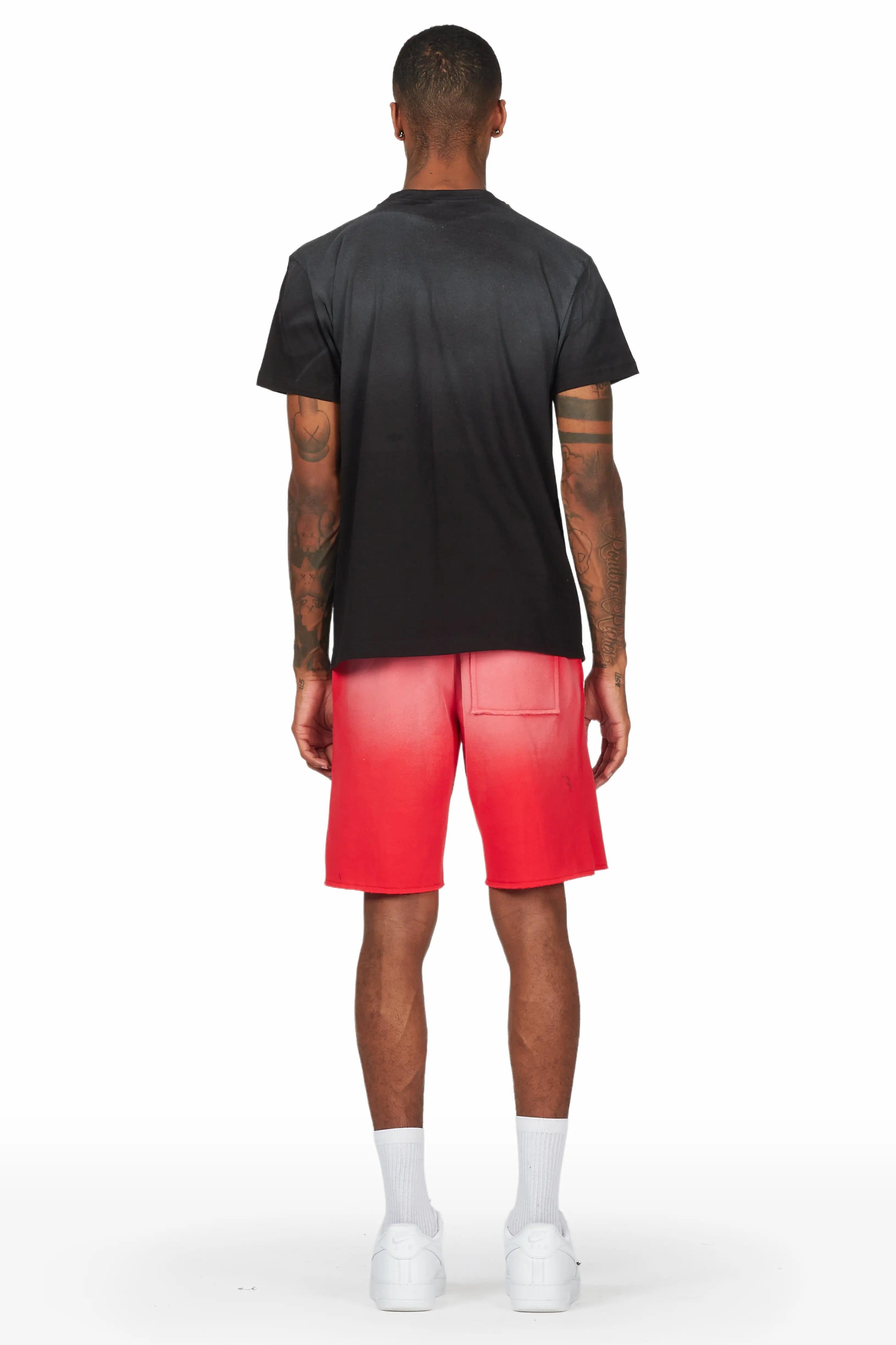 Rockstar Art Dist. Black/Red T-Shirt Short Set Male Product Image