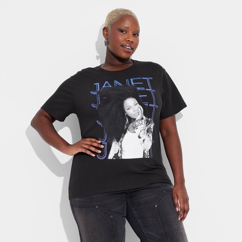 Women's Janet Jackson Short Sleeve Graphic T-Shirt - Black 1X Product Image