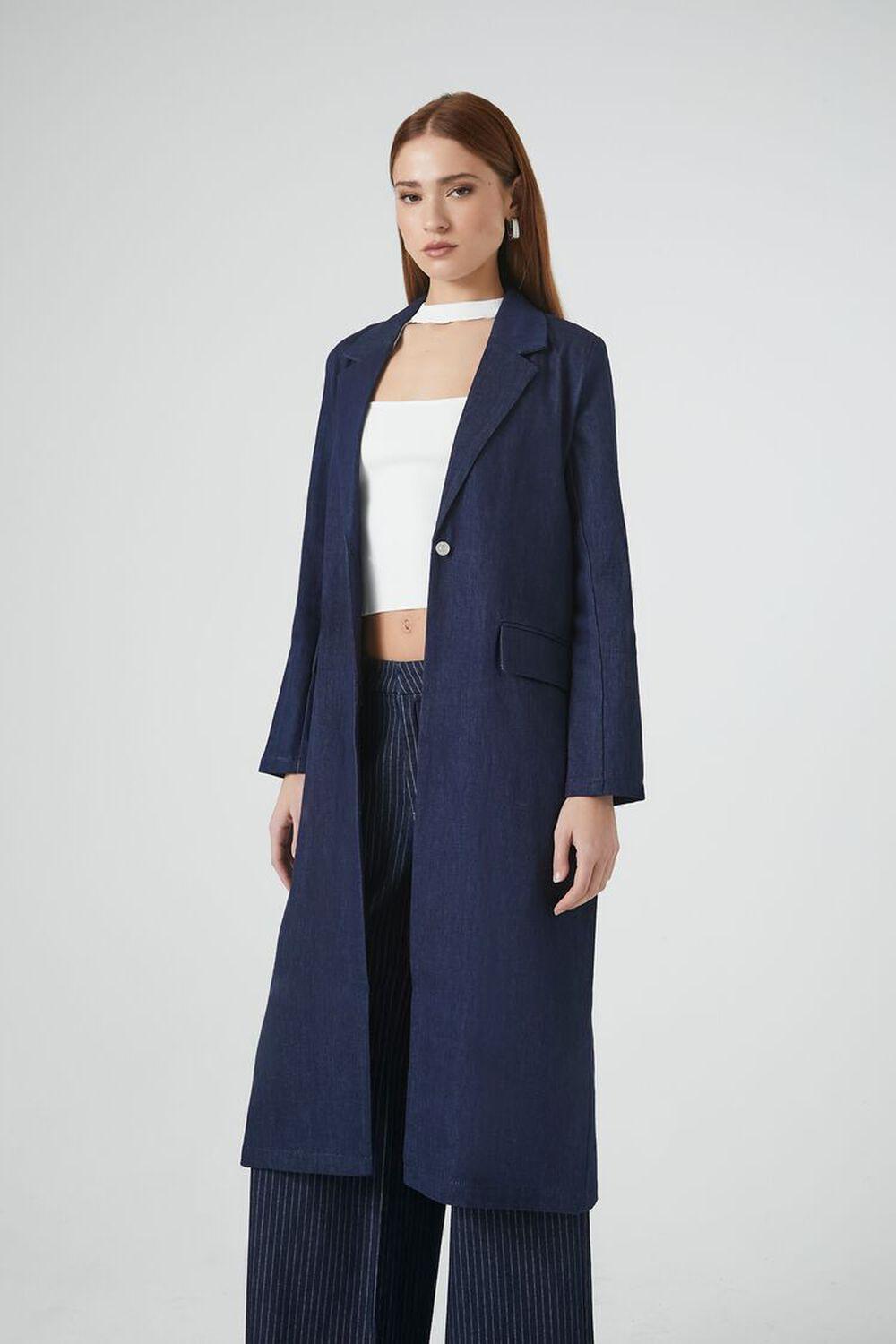 Notched Denim Trench Coat | Forever 21 Product Image