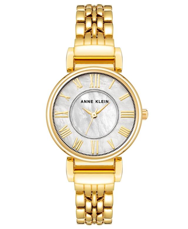 Anne Klein Womens Quartz Gold-Tone Alloy Link and Mother of Pearl Bracelet Watch, 30mm - Gold-Tone/Mother of Pearl Product Image