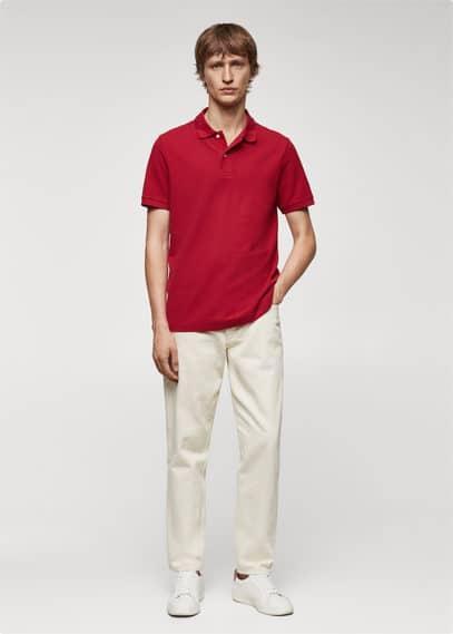 Regular-fit ribbed cotton polo shirt - Men | MANGO USA Product Image