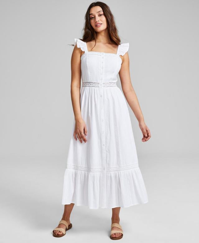 Women's Crochet Trim Cotton Maxi Dress, Created for Macy's  Product Image