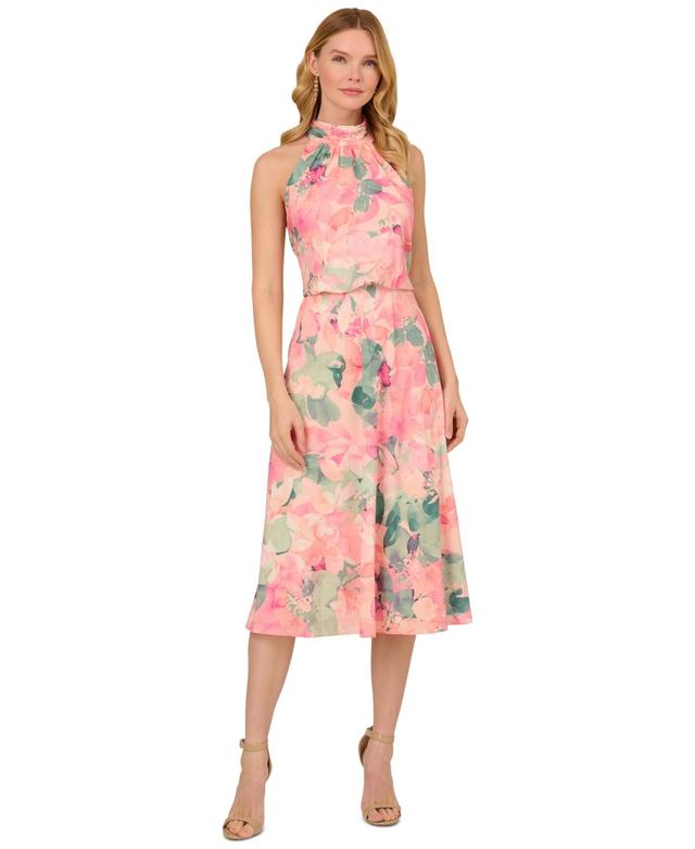 Women's Printed High-Neck Sleeveless Midi Dress Product Image