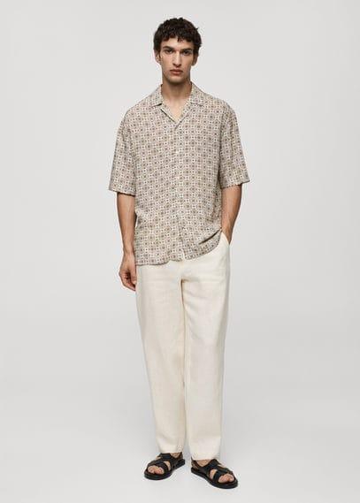 MANGO MAN - Regular-fit flowy printed shirt brownMen Product Image