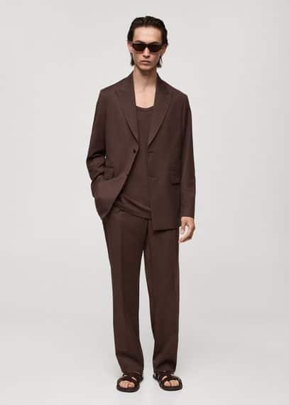 MANGO MAN - Regular-fit suit pants with pleats burgundyMen Product Image