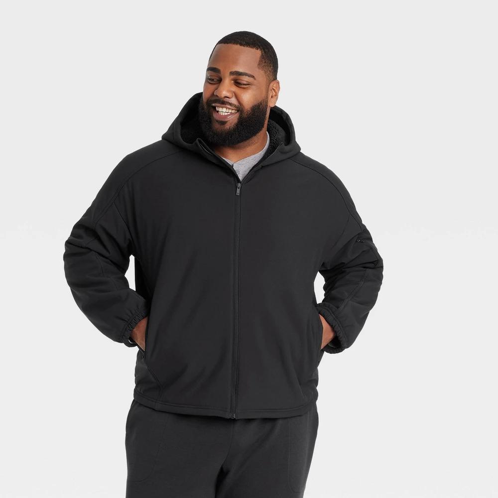 Mens Big High Pile Fleece Lined Jacket - All In Motion Black 3XL Product Image