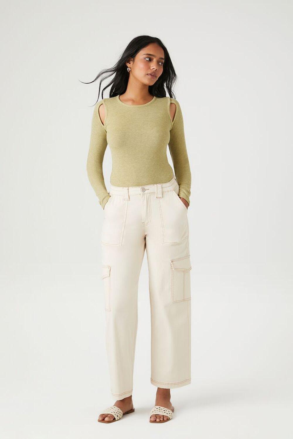 Ribbed Cutout Long-Sleeve Bodysuit | Forever 21 Product Image