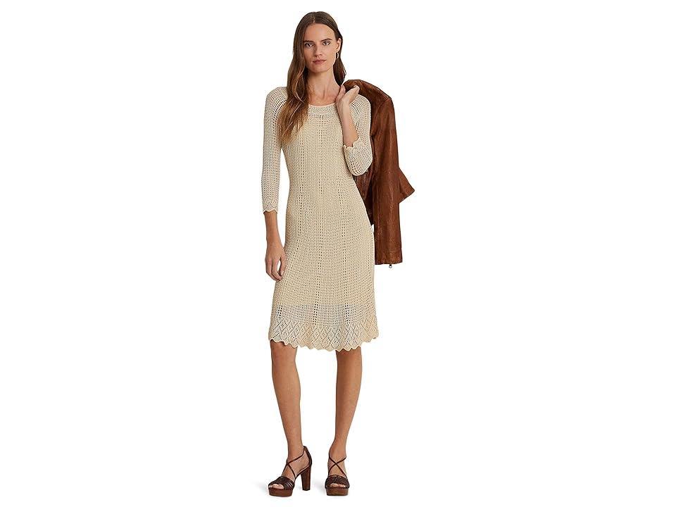 LAUREN Ralph Lauren Pointelle-Knit Dress (Explorer Sand) Women's Dress Product Image