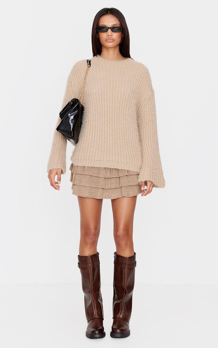  Taupe Eyelash Knit Super Oversized Sweater Product Image