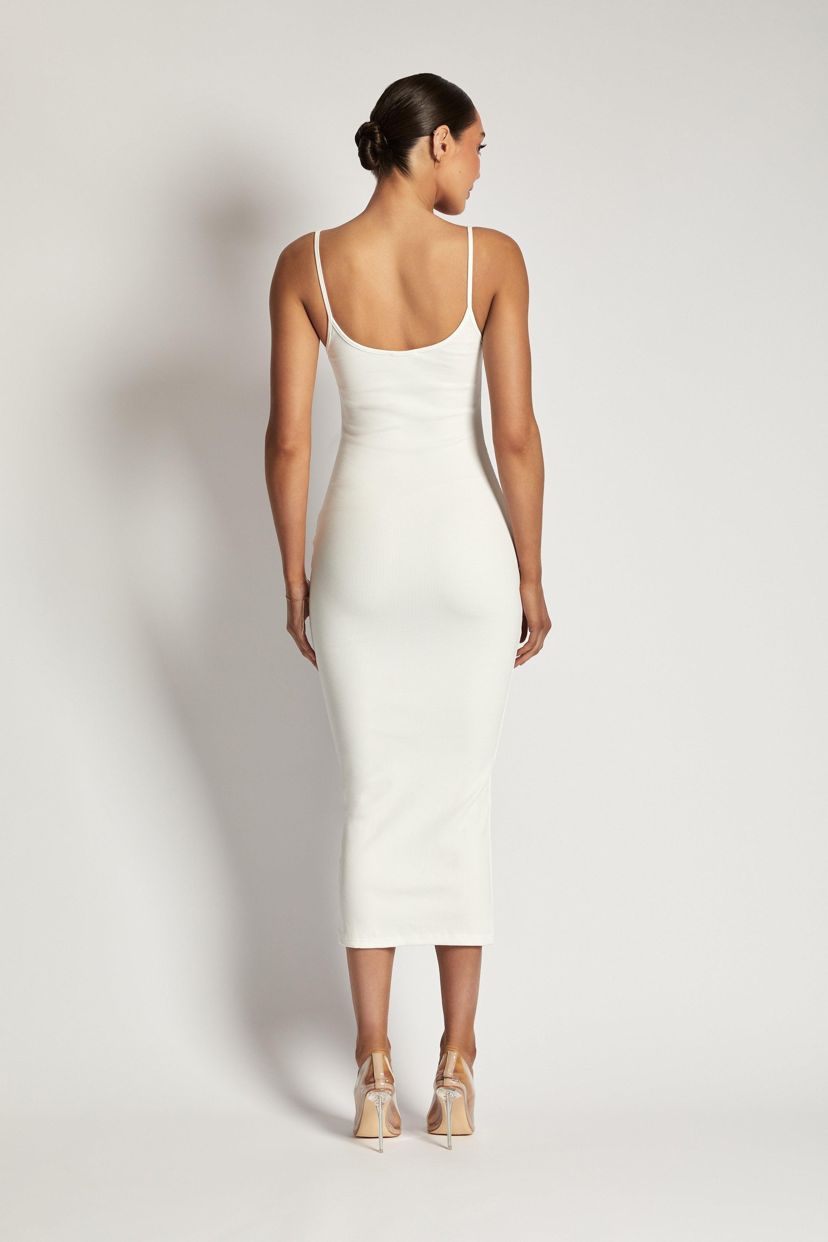 Alexis Ribbed Cami Midi Dress - White Product Image