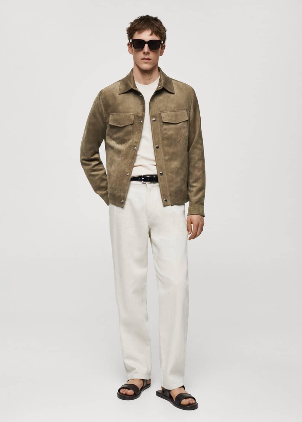 MANGO MAN - Suede-effect jacket with pockets khakiMen Product Image