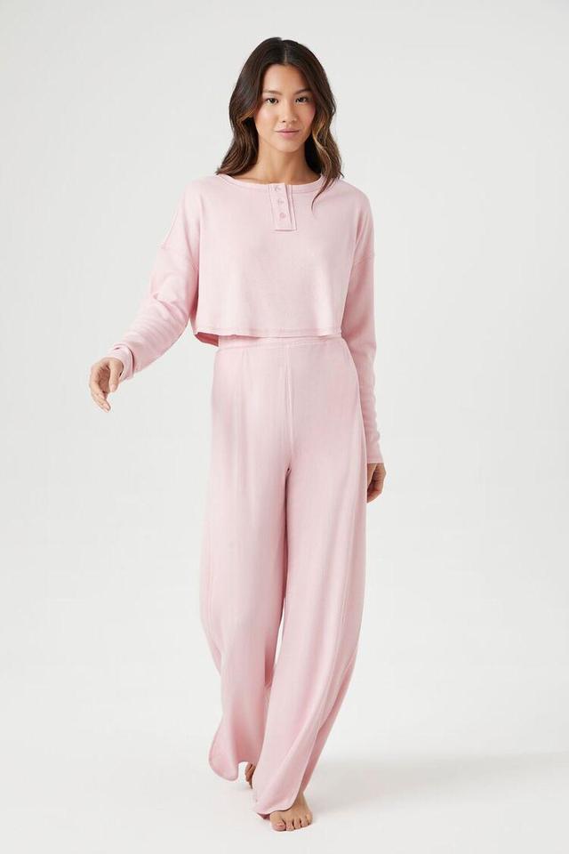 Wide-Leg Slit Pajama Pants | Forever 21 Product Image