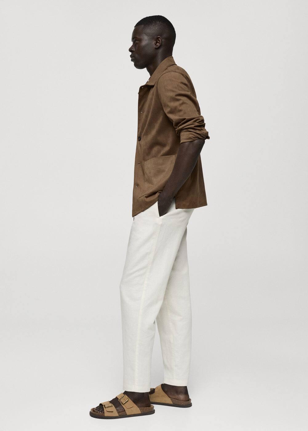 Mango Mens Pockets Detail Suede Effect Overshirt Product Image