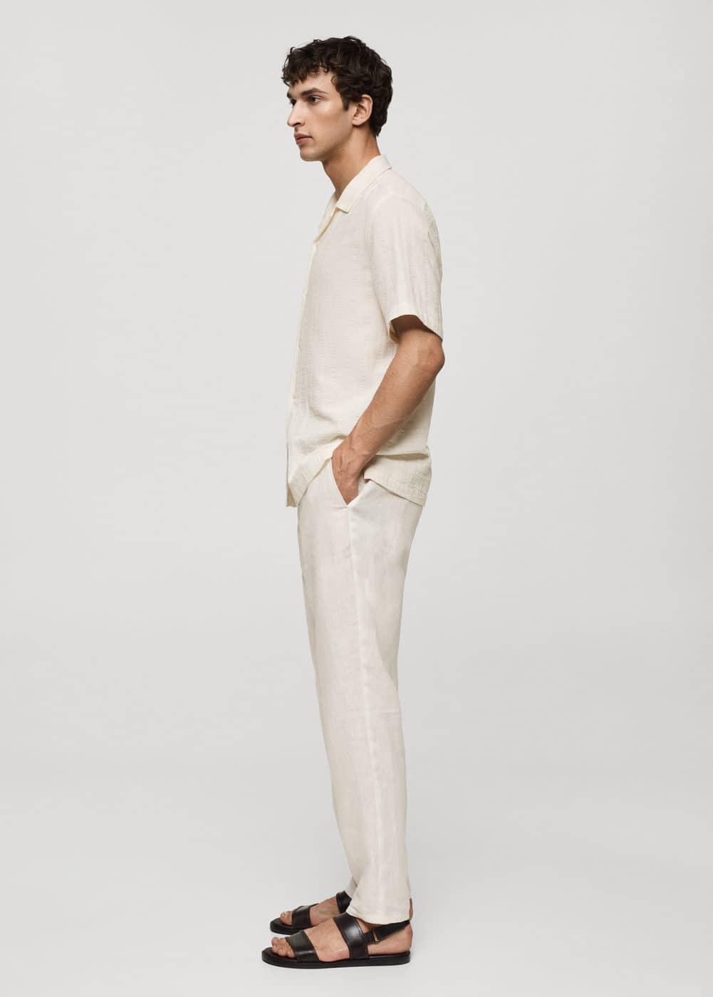 MANGO MAN - Regular fit seersucker cotton shirt off whiteMen Product Image