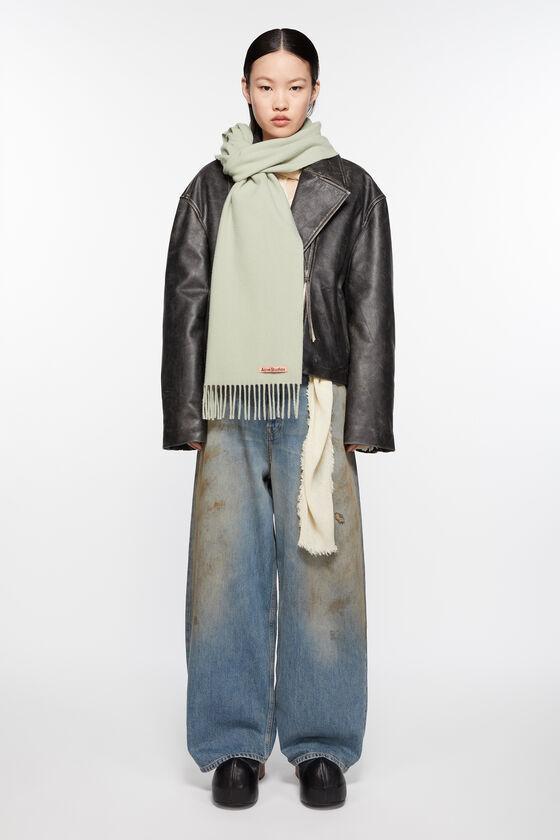 Fringe wool scarf - skinny Product Image