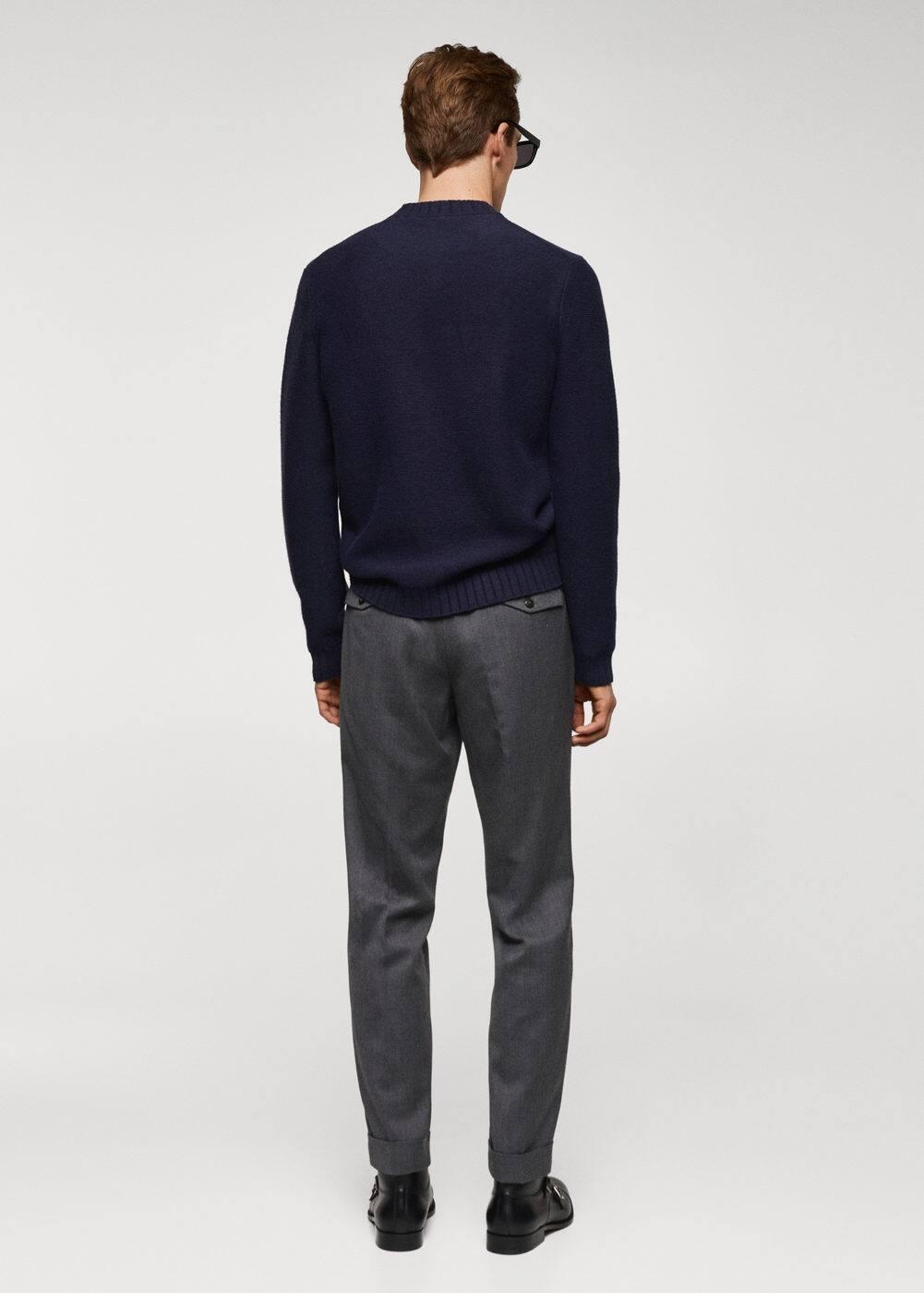 MANGO MAN - Knitted sweater with ribbed details dark navyMen Product Image